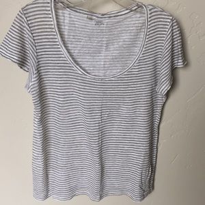 Linen strip top with cap sleeves